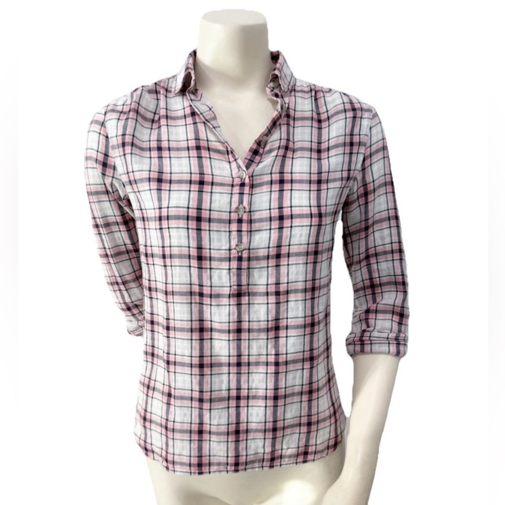 Ann Taylor LOFT Pink Plaid Button Down Shirt Women’s XS Long Sleeve Casual